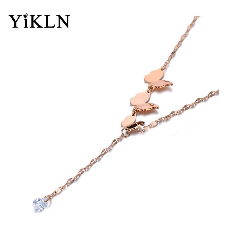 

YiKLN Trendy Stainless Steel CZ Crystal Butterfly Animal Necklaces For Women Bohemia Style Charm Pendant Necklace YN19216