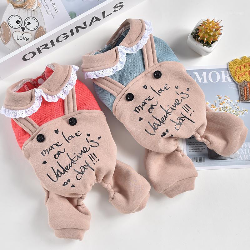 

Orange Blue Colors Warm Four Legs Dog Clothes for Autumn and Winter Clothes for Small Dog Thick Lace Decor Strap Jumpsuits Pets1
