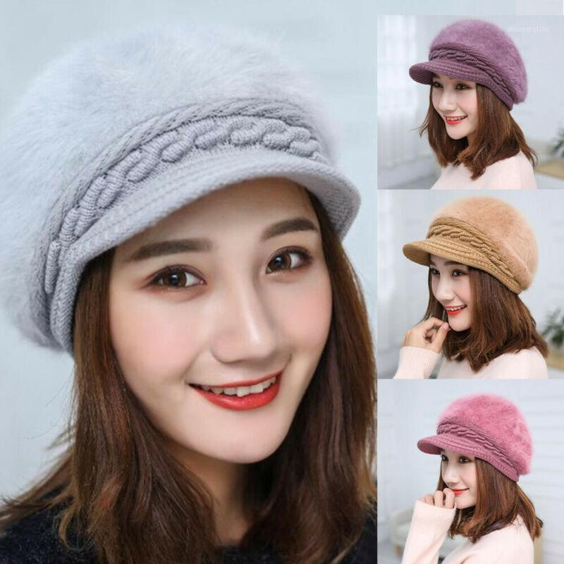 

Women Hat Caps Knit Fair Knitted Beret Tam Hat Women's with Velvet Inside and Pearl Decoration /BY1, Black