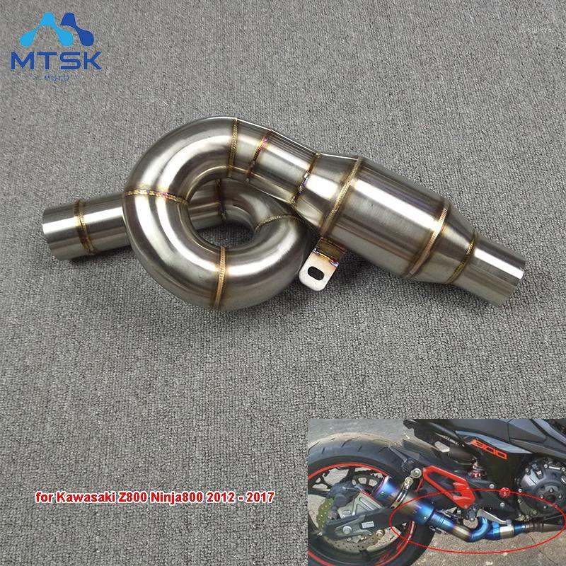 

Motorcycle exhaust link pipe mid pipe stainless steel fit for Z800 Ninja800 2012 13 14 15 16 17 Without Exhaust1