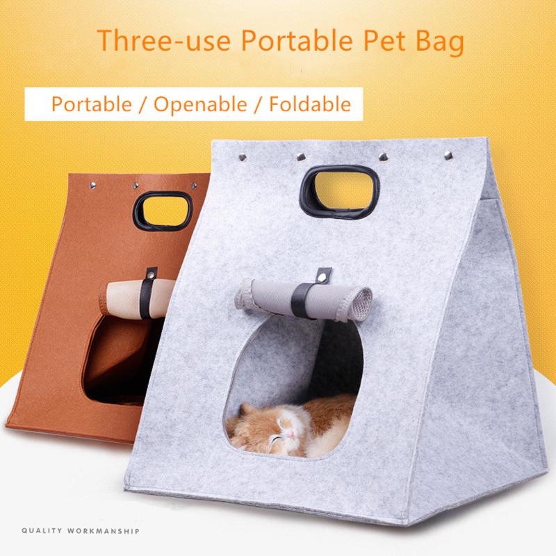 

Travel Pet Cat Carrier Tote Puppy Cat Carrying Outdoor Bag Felt Pet Nest Dog Outing Bag Kennel Foldable Tent