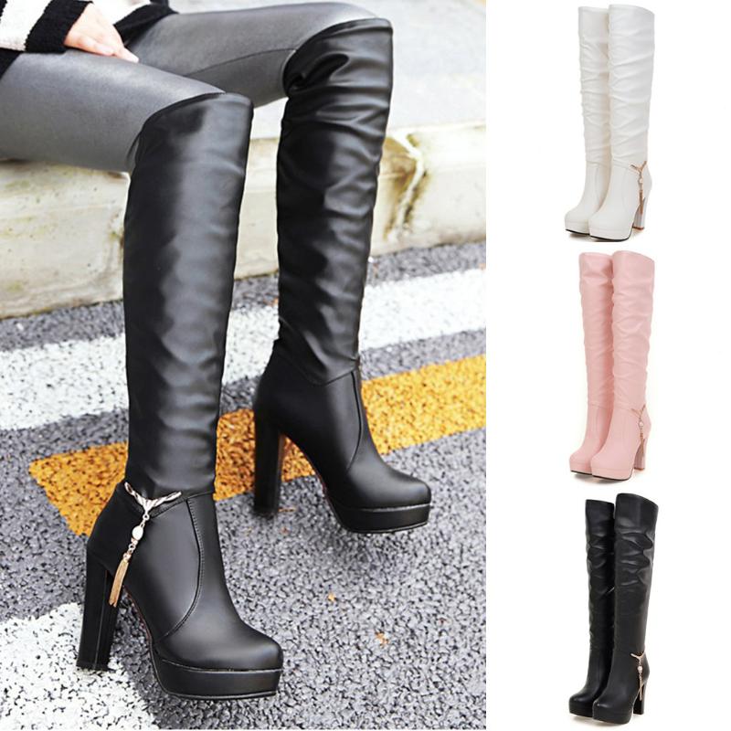 

2020 New Shoes Women Boots Black Over the Knee Boots Sexy Female Autumn Winter lady Thigh High Feminina Zapatos #D