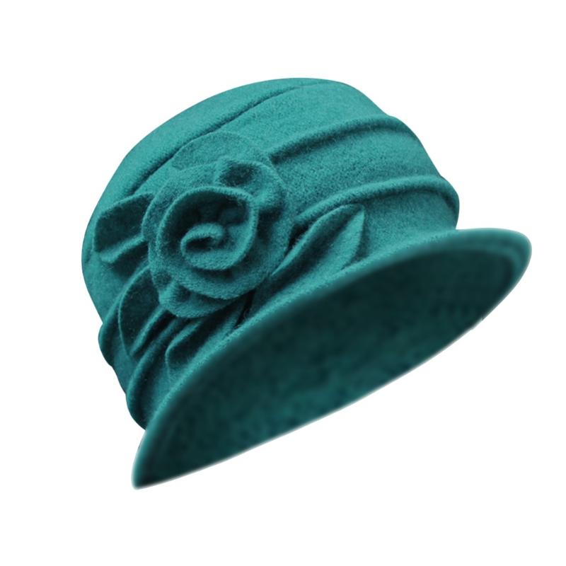 

#35 Women's Ladies Elegant Wool Flower Hat Winter Vintage Cloche Bucket Cap Fashion Exquisite Hats High Quality Sombrero