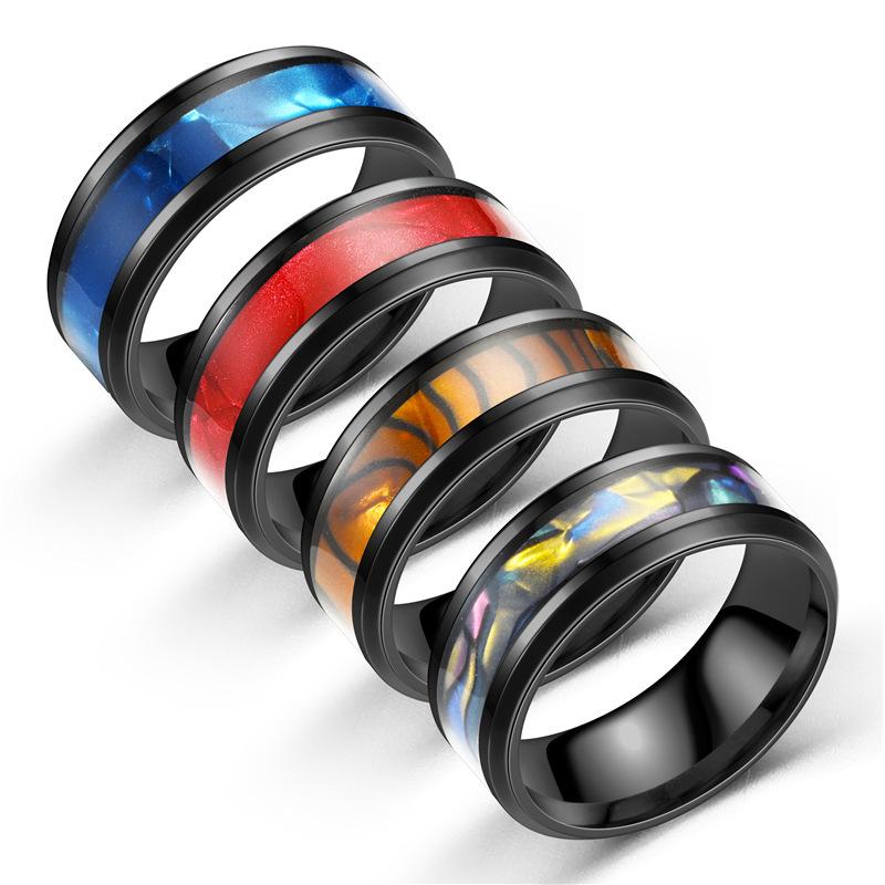 

Cluster Rings SIZZZ 8mm Men Fashion Stainless Steel Abalone Shell Engagement Wedding Bands Accessories Jewelry, Golden;silver