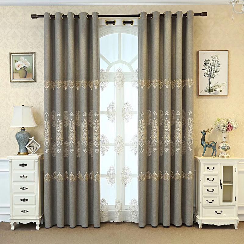 

Linen Curtains for Living Room Jacquard European Flower Curtain Cotton and Linen Single Flower Shade Finished Customization, Tulle