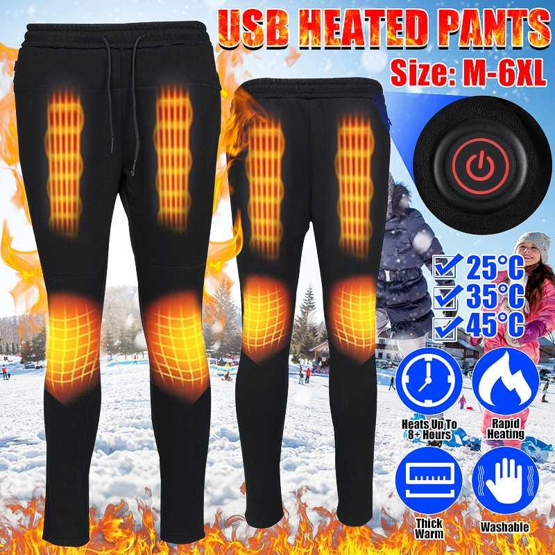 

Winter Electric Heated Pants USB Heating Men Women USB Heating Base Layer Elastic Trousers Heated Pants for Camping Hiking, As pic