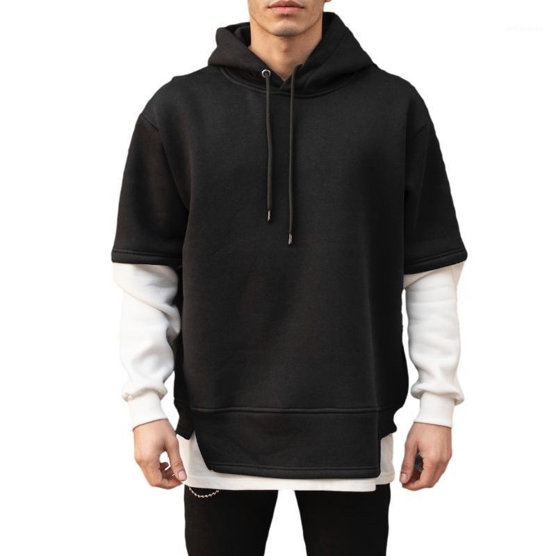 

Men' Hoodies & Sweatshirts Oversize 100% Cotton Men' Half Sleeve Hoodie Sweatshirt Black White Style Good Wholesale Offer Trend 20211