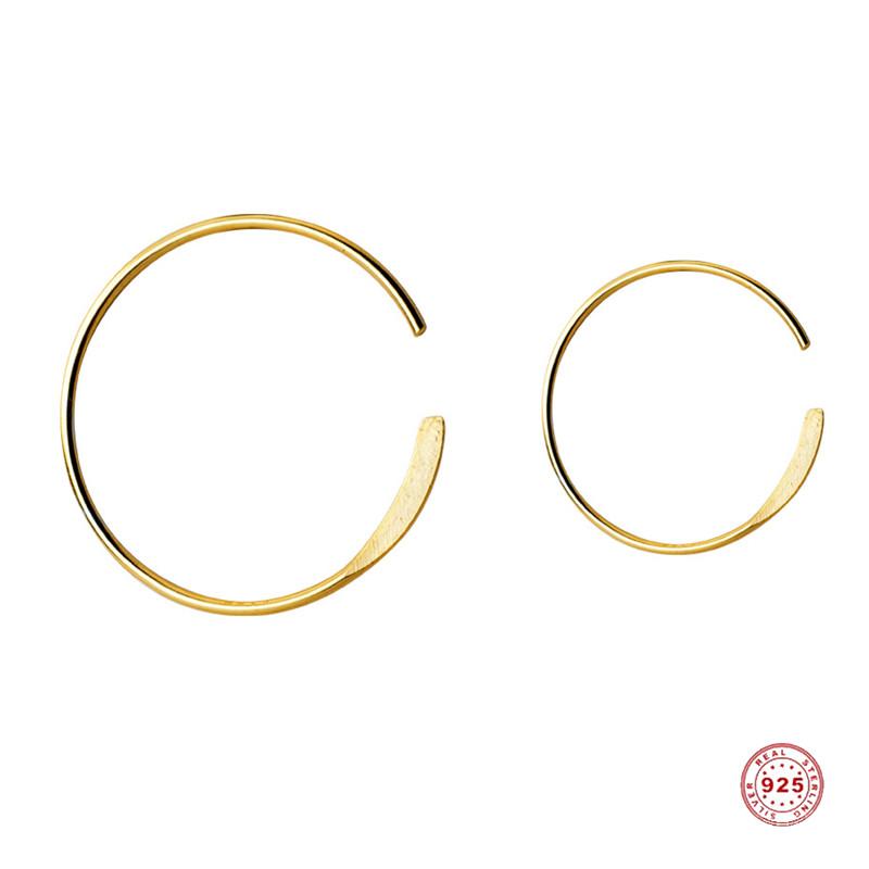 

Hoop & Huggie Doreen Box Gold Color Circle Ring Earrings 925 Sterling Silver Open Ear Jewelry Simple Trendy For Women ,1 Pair