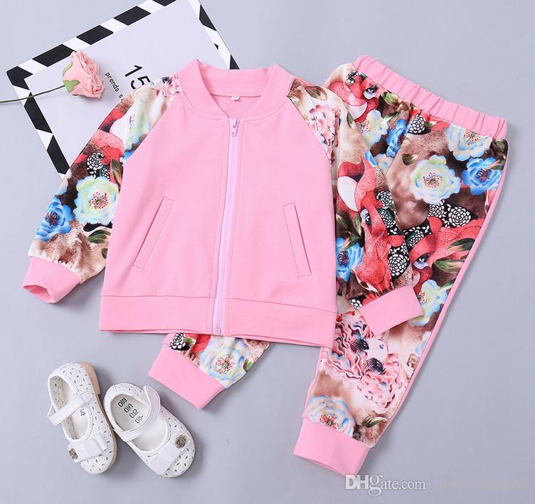 

Kids Designer Clothes Sets New Print Tracksuits Fashion Letter Jackets + Joggers Casual Sports Style Sweatshirt Boys Girls, Pink