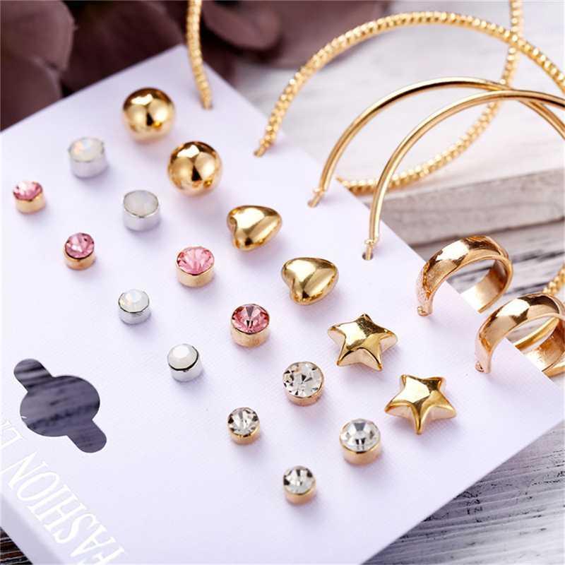 

Rose Gold Color Circle Oversize Earring Set For Women Vintage Statement Hoop Earring Set Ladies Jewelry Wholesale 20201
