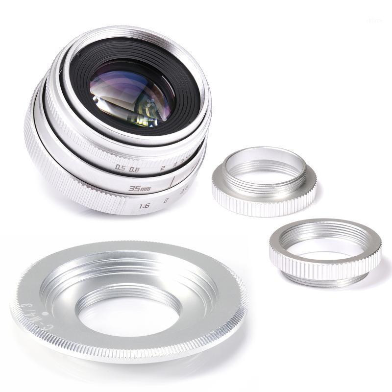 

Silver Mini 35mm f/1.6 APS-C CCTV Lens+adapter ring+2 Macro Ring for P anasonic/O lympus Micro4/3 M4/3 Mirroless Camera1