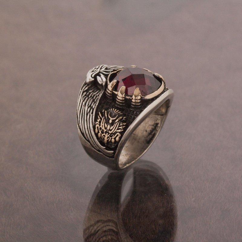 

925 Sterling State Coat of Arms and Tughra Patterned Silver Ring Fashion Turkish Quality Handmade Jawelery