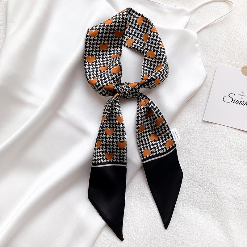 

2021 Lady Silk Skinny Hair Scarf Women Fashion Printed Neck Tie Spring Small Bag Scarves Ribbon Foulard Accessories