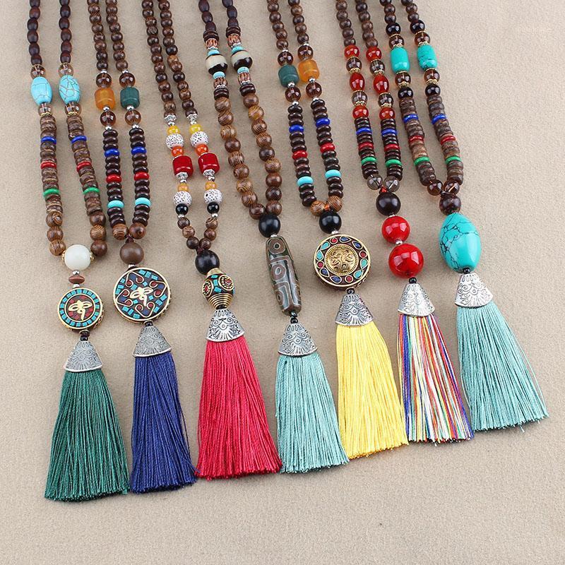 

Bohemian Long Tassel Necklace Women Fringe Vintage Statement Wood Beads Boho Elephant Pendants Necklaces OM Yoga Tribal Jewelry1