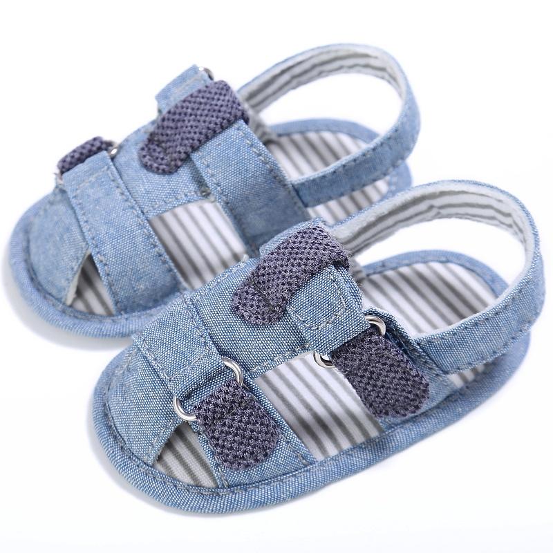 

Toddler Baby Boy Girl Breathable Denim Summer Hollow Shoes Newborn Infant Soft Sole First Walkers, Blue
