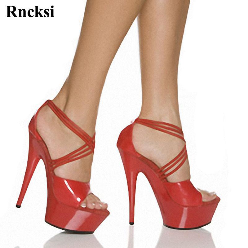 

Rncksi Sexy Women Shoes 15CM High Heel Platforms Pole Dance/Performance Star Model Sandals Party Wedding Sandals, H093-1