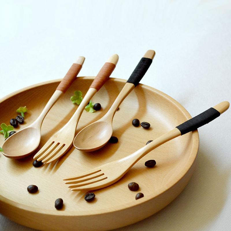 

Dinnerware Sets Wholesale 2021 Selling 1 Set 2 Pieces Wooden Log Coffee Spoon Fork Tableware Sets1