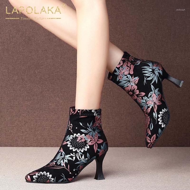 

Lapolaka 2021 New Design High Quality Shoes Women Bootie Strange Style INS Hot Dropship Fashion Emborider Booties Lady Shoes1, Black