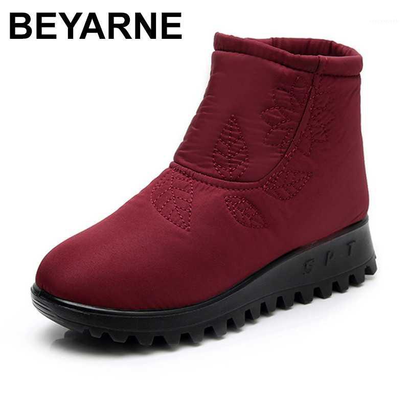 

BEYARNE winter new mother's snow boots winter boots for women waterproof non-slip ankle snow for women flat1, Black