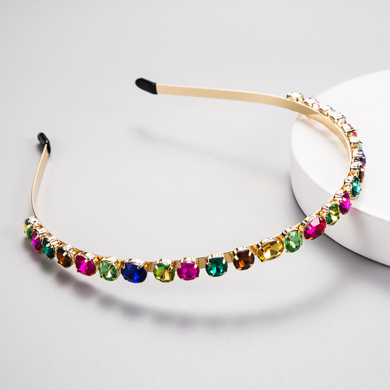 

High-Grade fan alloy inlaid glass rhinestone color diamond hair band female ins style temperament Super Flash full Diamond Head Band