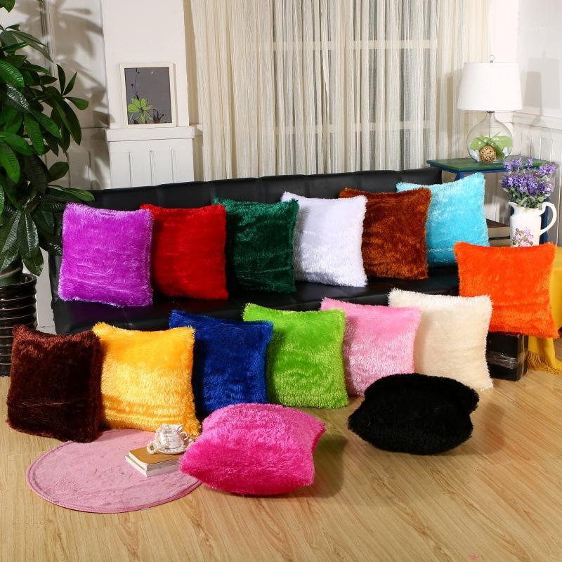 

Cushion Cover Plush Velvet Fur Fluffy Sofa Soft Cushion Cover Throw Pillow Case Nordic Home Decoration Pillow 40*40cm1, Light coffee