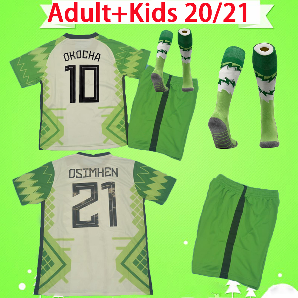 

Adult + Kids Kit with Socks 2020 2021 Soccer jerseys boys suits 20 21 Okechukwu OKOCHA AHMED MUSA OSIMHEN IGHALO child sets Football shirts