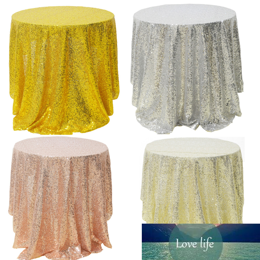 

Round 60/80cm Sequin Tablecloth Glitter Table Cloth Wedding Banquet Christmas Birthday Party Decoration Home Gold Tea Tablecloth, As pic