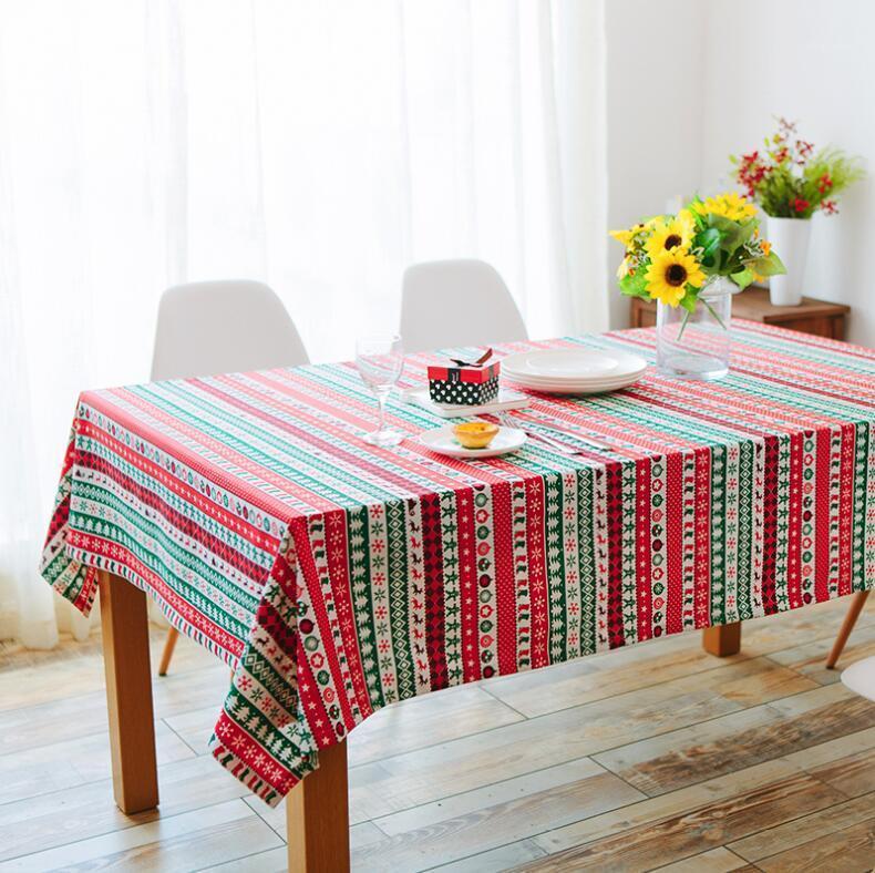 

New Year Home decor Christmas Tablecloth Xmas Tree Deer Snow Printed Cotton&Polyester table cloth Dust cover 140*200cm 5 size1