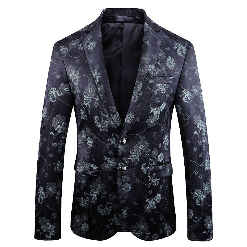 

Big Size 5xl Jacket Stage Singer Costume Homme Jacquard Floral Blazer Men 2021 Spring Wedding Men One Button Blazer, Picture color