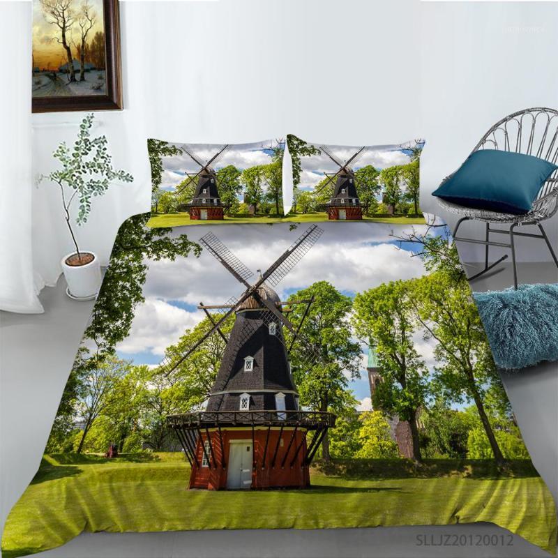 

Landscape Windmill Design Bedding Sets 3D Duvet Cover Set Comforter Cases Pillow Covers Full King Queen Size Custom Bed Linens1