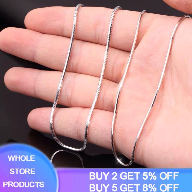 

YANHUI Silver 925 Necklace Luxury Fine 1mm Soft/Smooth Snake Chain DIY Charm/Pendant Basis Chain 40/45cm Statement Necklace SG01