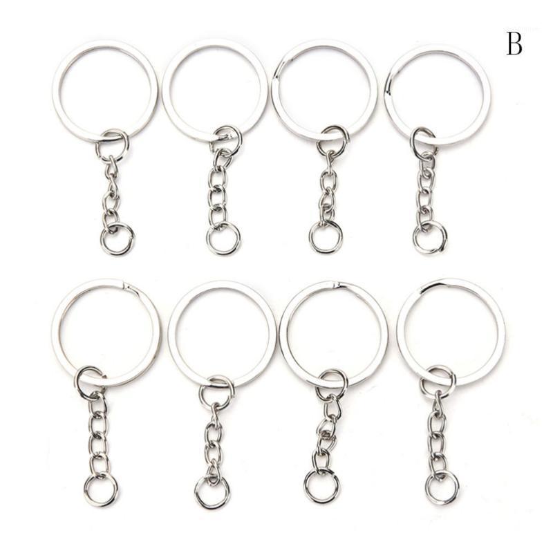 

100 Pcs/Set Silvery Stainless Alloy Circle Keychain DIY 25mm Keyrings 3 Styles Jewelry Key Ring 2020 New Key Chains1