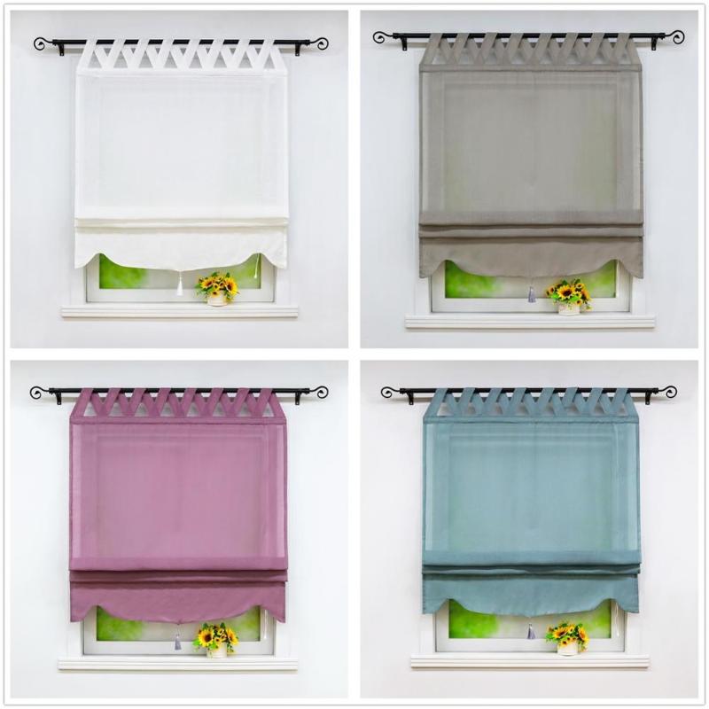 

5 Colors Roman Curtains Pendant Windows Sheer Tulle Drapes Shade Window Voile Drapery Valance for Kitchen Home Decoration, White
