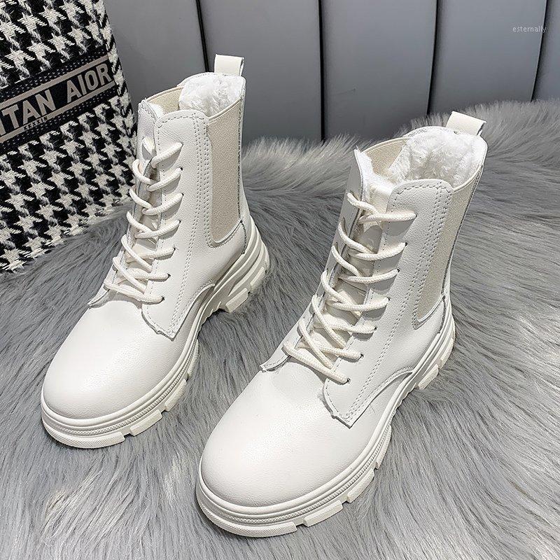 

Fashion Motorcycle Boots Wedges Flat Shoes Woman High Heel Platform PU Leather Boots Lace Up Women Shoes Keep Warm1, Black