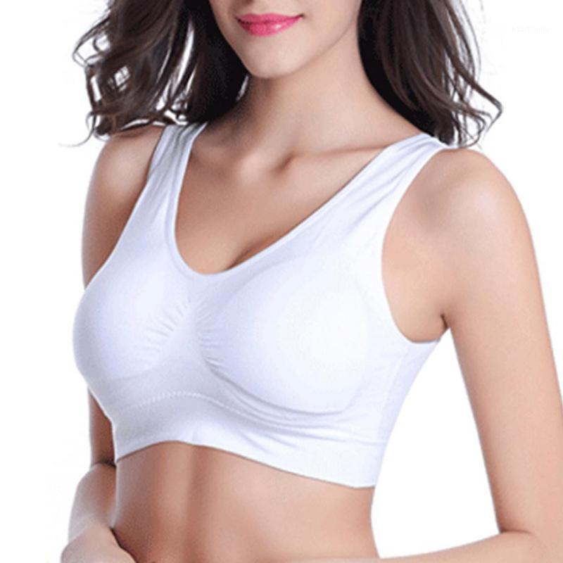 

WireFree Sports Bras for Women Running Yoga Top Fitness Seamless Clothes with Pad ALS881, White