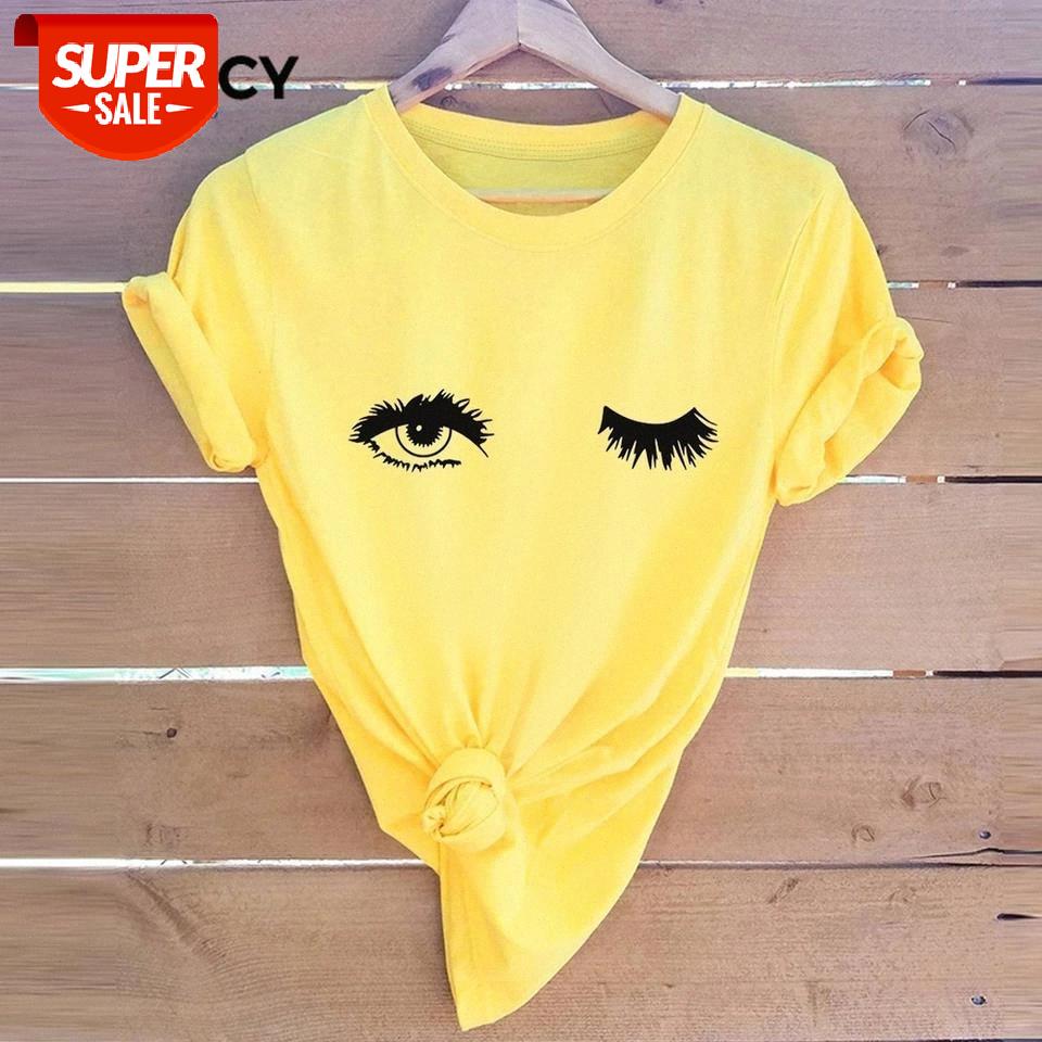 

JFUNCY Plus Size S-5XL Hot Eyes Print Women T Shirt 100% Cotton O Neck Short Sleeve Summer T-Shirt Woman Tops Casual Tshirt #iB3i, White