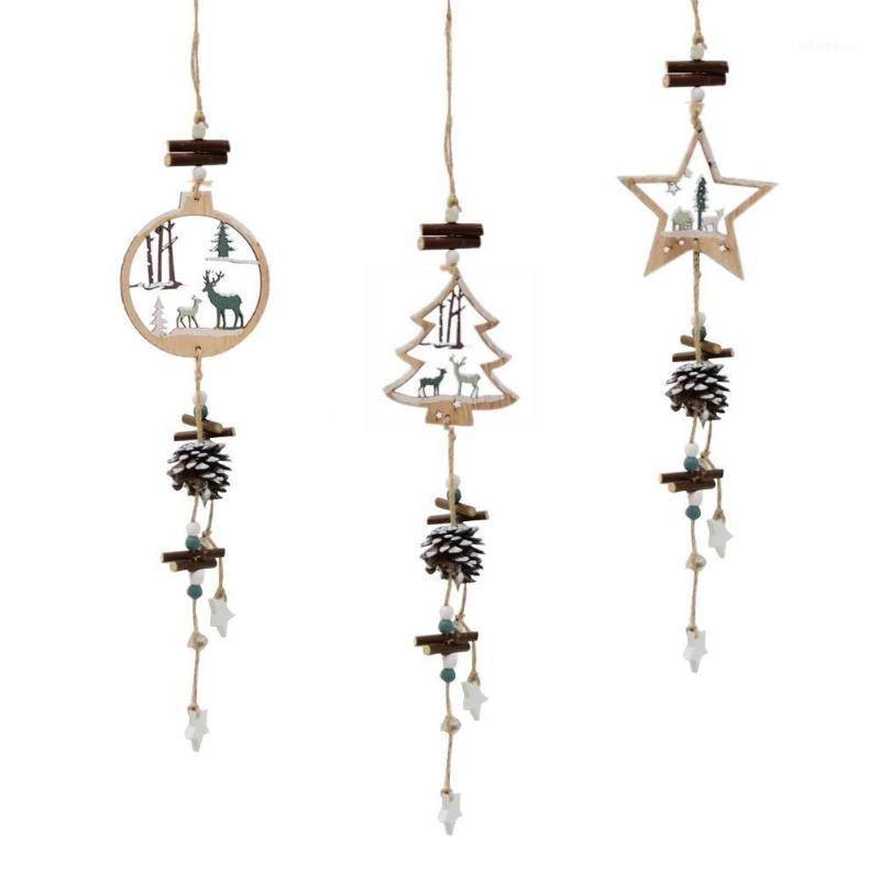 

1PCS Wooden Christmas TreeChristmas Tree Decoration Five-Pointed Star Pattern Pendant Hanging Ornament Christmas Decor Gift1