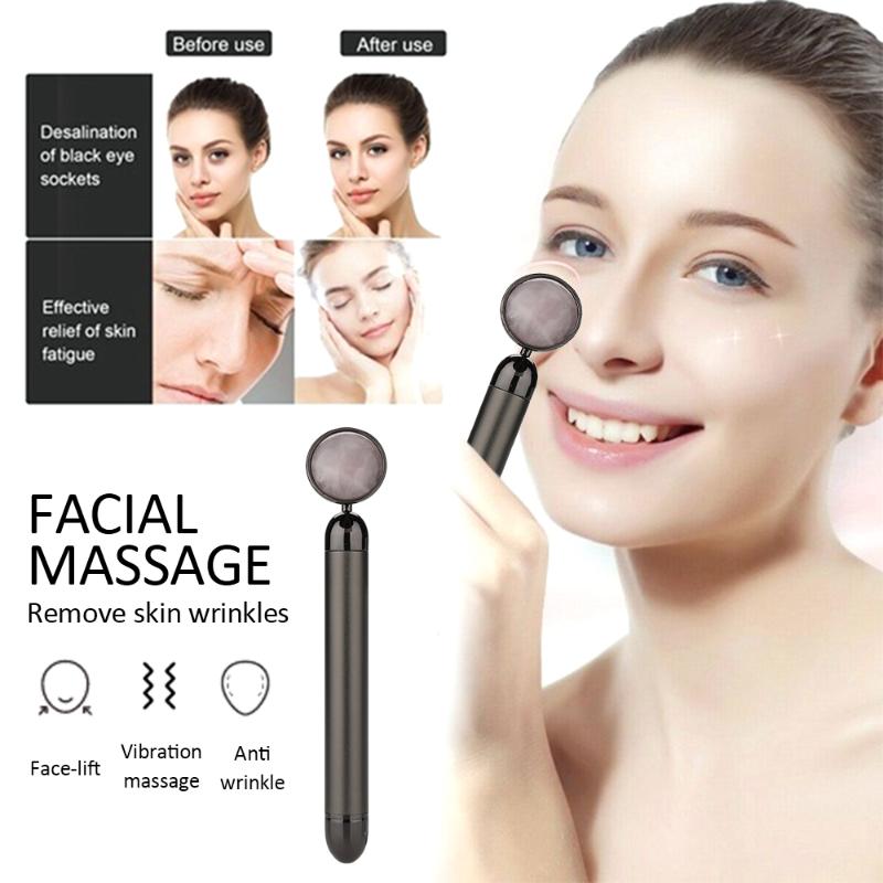 

Electric Vibrating Natural Quartz Jade Roller Face Lifting Crystal Jade Stone Facial Roller Slimmer Shaper Vibrating Massage
