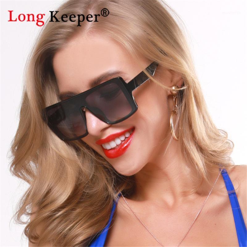 

LongKeeper Fashion Mirrored Women's Sunglasses Vinatge Square Rectangular Sunglass Flat Top Shades Luxury Woman Sunglasses UV4001