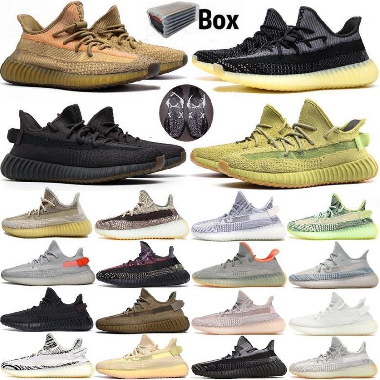 

Top quality 2020 Kanye West Cinder Linen Tail Light Shoes Earth Desert Sage Black Static Zebra 3M Reflective Oreo Men Women running Shoes, Clear