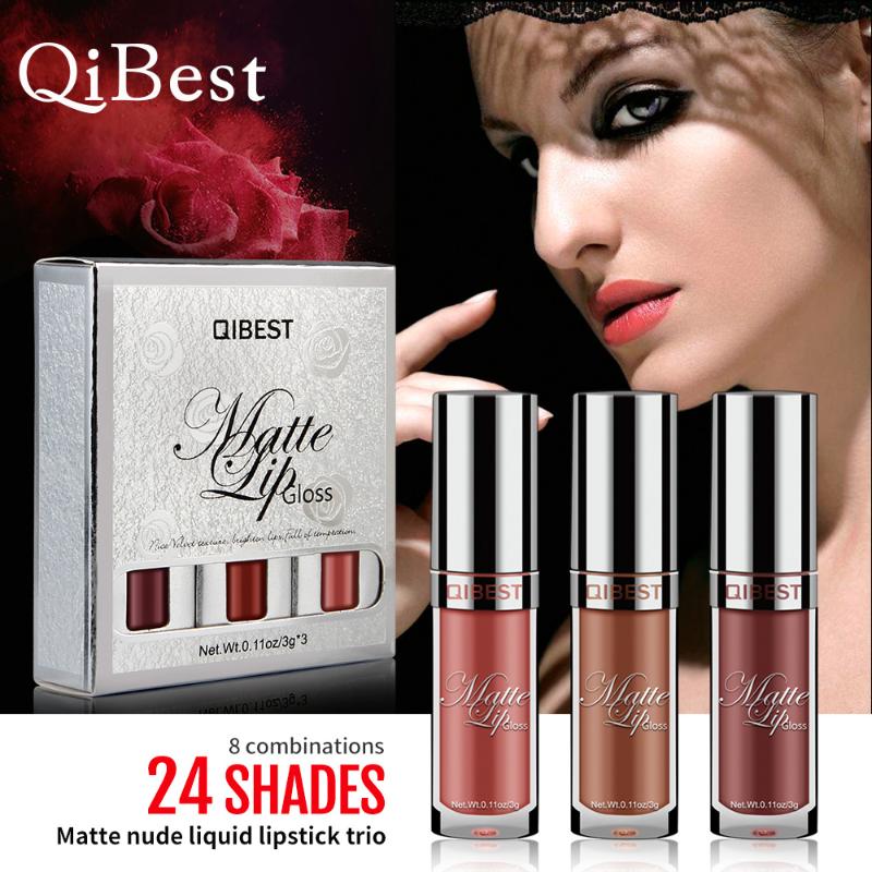 

3Pcs/set Lips Makeup Matte Waterproof Lipstick Sexy NudeRed Lip Long LastingMoisture Cosmetic, 05
