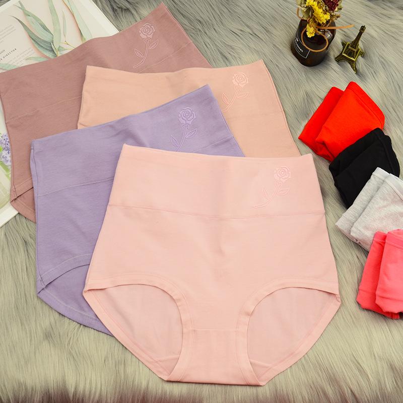 

Ultra-Fine Cotton Women's Panties Extra-Large High Waist Belly Holding Epoxy Cotton Autumn and Winter Triangle Women's, Color mixing
