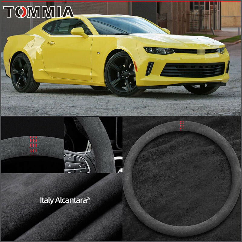 15" Non-slip Black Alcantara Suede Car Steering Wheel Cover For Chevrolet Camaro-image-637165508