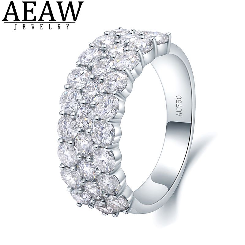 

AEAW Luxury Center 2.8ctw DF Color VVS Moissanite Engagement Band for Men Solid 14K 585 White Gold Ring or s925 silver ring Y0122