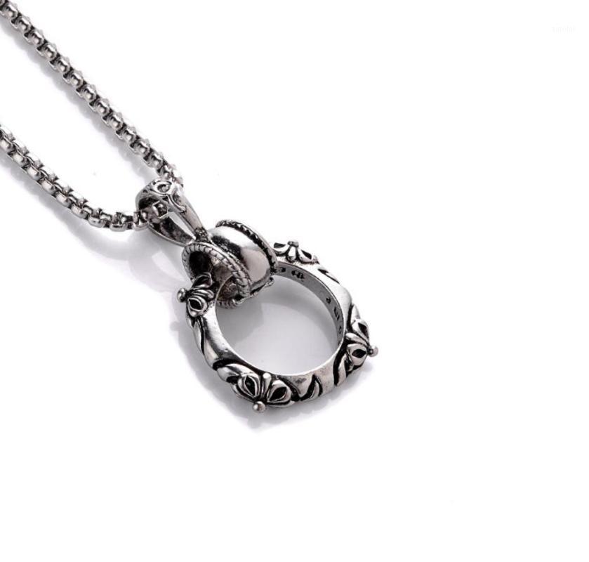 

Gothic Retro Stainless Steel Round Cross Print Pendant Necklaces Charm Cross Pendant for Women Men Gift Jewelry1