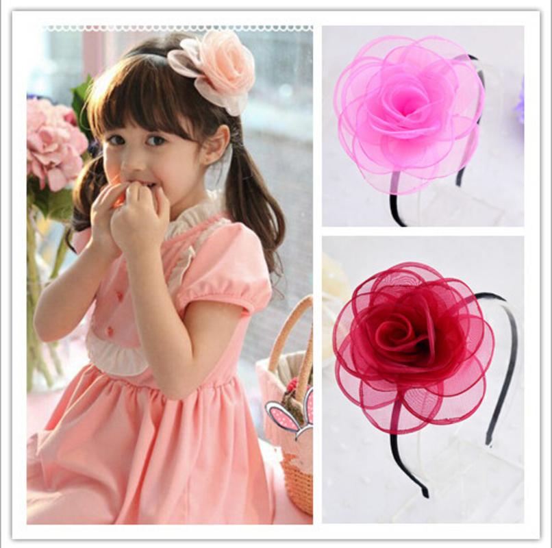 

2021 Fashion newest Charming flower hairbands made of snow beautiful spring colors hair accessories for princess girls, Beige