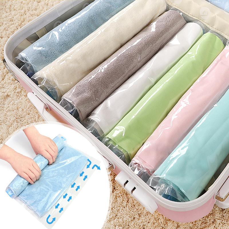 

Rolling Type Transparent Travel Organizer Set Vacuum Storage Bags For Clothes Closet Suitcase Organizer Home Accessories