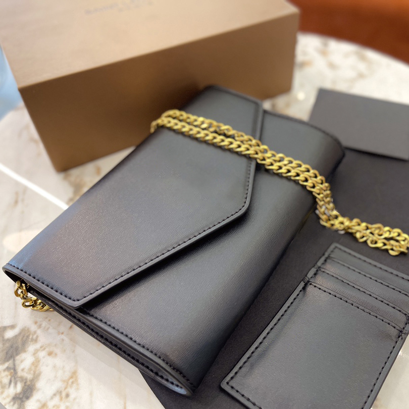 

gift box 2022 luxury handbag shoulder bag brand designer Leather ladies metal Chain high quality clamshell messenger wholesale 2 modelsr hardware Size 24cm, Black(crocodile pattern)