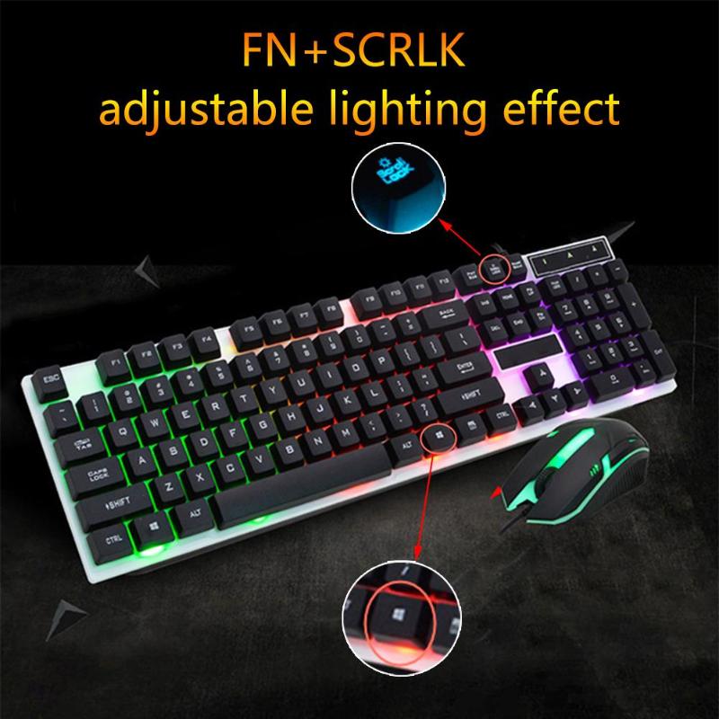 

Gaming Keyboard And Mouse Wired Keyboard With Backlight 1000dpi Rainbow Glowing Gaming Keyboards For Tablet Desktop