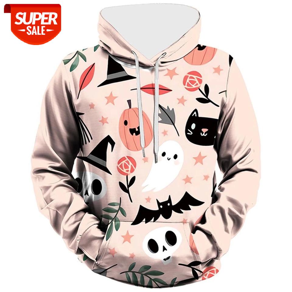 

Halloween Fashion Men's Hoodies 2020 Spring Autumn Male Causal Pink Pumpkin Cat Black Printed Hoodies Sweatshirts Tops #3g7h